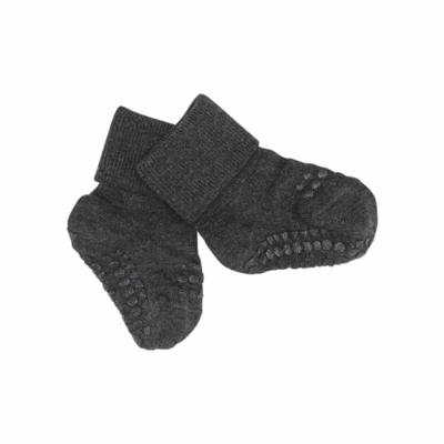 GoBabyGo antislip sokjes bamboe Dark grey melange-1-2 jaar