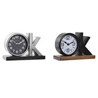 Tafelklok DKD Home Decor 23 x 8 x 15 cm Zilverkleurig Zwart Ijzer (2 Stuks)