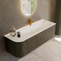 Badmeubel Mondiaz Kurve-Dlux | 135 cm cm | Meubelkleur Shadow | Wastafelkleur Ostra | Solid surface | Wasbak rechter zijde spoelbak | 1 kraangat Badmeubel Mondiaz Kurve-Dlux | 135 cm cm | Meubelkleur Shadow | Wastafelkleur Ostra | Solid surface | Wasbak rechter zijde spoelbak | 1 kraangat