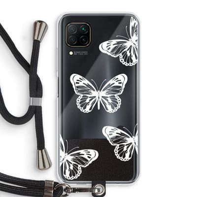 White butterfly: Huawei P40 Lite Transparant Hoesje met koord