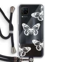 White butterfly: Huawei P40 Lite Transparant Hoesje met koord