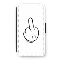 Middle finger white: iPhone XS Flip Hoesje - thumbnail