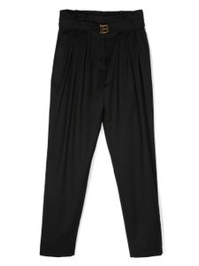 Balmain Kids pantalon en laine à détail plissé - Noir