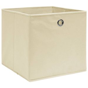 The Living Store Opbergboxen - Set van 10 - 32x32x32cm - Inklapbaar - Crème - Nonwoven stof