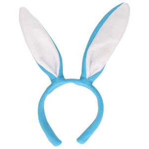 Konijnen/bunny oren licht blauw met wit voor volwassenen 27 x 28 cm