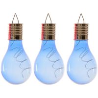 3x Buitenlampen/tuinlampen lampbolletjes/peertjes 14 cm blauw   -