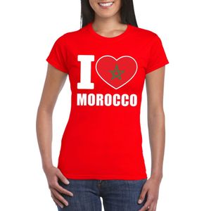 Rood I love Marokko fan shirt dames