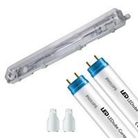 LED Waterdichte TL Armatuur met T8 Buizen - Velvalux Strela - 60cm - Dubbel - Koppelbaar - Waterdicht IP65 - Philips - - thumbnail