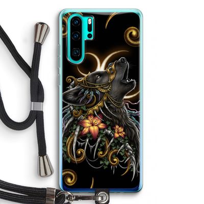 Huilende Wolf: Huawei P30 Pro Transparant Hoesje met koord