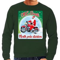 Foute Kersttrui voor motorliefhebbers MC Santa groen voor heren - thumbnail