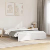 Bedframe massief hout wit 135x190 cm