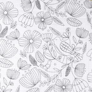 Differnz Flower douchegordijn 100% polyester - verzwaarde onderzoom - 120 x 200 cm - zwart/wit