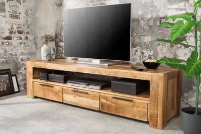 Massief tv-meubel IRON CRAFT 170cm mangohouten lowboard 3 lades - 38929