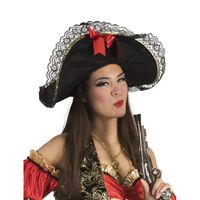 Dames carnaval/verkleed piratenhoed met strik   -