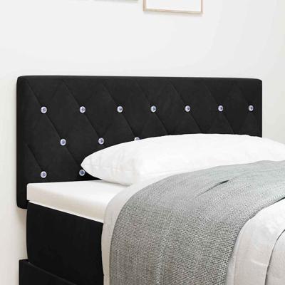 LED Hoofdbord met LED -striplichten Geruit Zwart 90 cm Fluweel