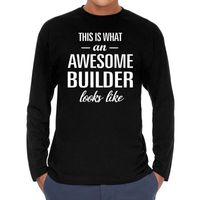 Awesome builder / bouwvakker cadeau t-shirt long sleeves heren - thumbnail