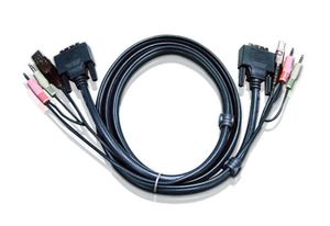 2L-7D03U - Video/USB/audiokabel - USB, stereo ministekker, DVI-I (M) naar stereo ministekker, USB type B, DVI-I (M) - 3 m