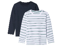 lupilu 2 Kinder thermoshirts (Gestreept/wit/donkerblauw, 122/128)