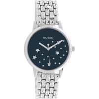 OOZOO C11026 Horloge Timepieces staal zilverkleurig-blauw 34 mm