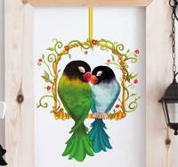 Muursticker verliefde vogels - thumbnail