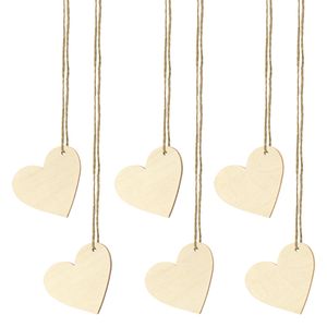 Cadeaulabels houten hartje - set 20x stuks - bruin - 6 x 5 cm - naam tags