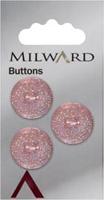 Milward Knoop Licht Roze Glitter 17mm (3 stuks)