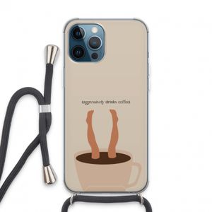 Aggressively drinks coffee: iPhone 13 Pro Max Transparant Hoesje met koord