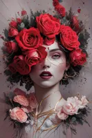 Alexsar Art schilderij Glas art roses lady 150x100cm
