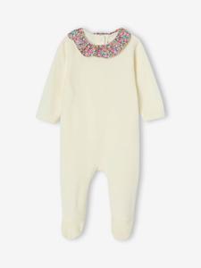 Pyjama van fluweel en Liberty-stof, te personaliseren ENVIE DE FRAISE ecru