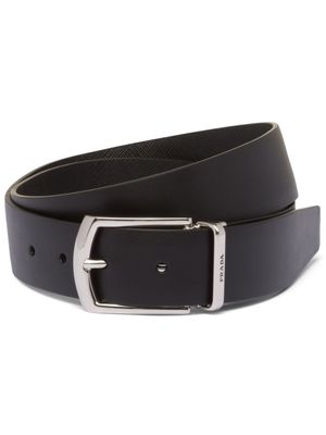 Prada ceinture en cuir à design réversible - Noir