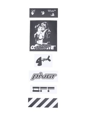 Off-White lot d'autocollants à logo imprimé - Blanc