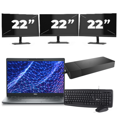 Dell Latitude 5330 - Intel Core i7-12e Generatie - 13 inch - 16GB RAM - 256GB SSD - Windows 11 Home + 3x 22 inch Monitor