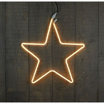 Verlichte neon ster/kerstster decoratie 200 lampjes warm wit 54 cm Verlichte neon ster/kerstster decoratie 200 lampjes warm wit 54 cm