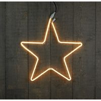 Verlichte neon ster/kerstster decoratie 200 lampjes warm wit 54 cm - thumbnail