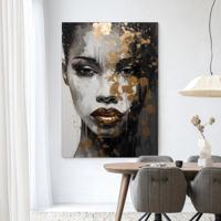 Urban Cotton Wandkleed 'Golden Girl' 145 x 190cm in Frame - black