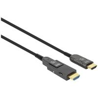 Manhattan 355513 HDMI-kabel HDMI Aansluitkabel HDMI-A-stekker, HDMI-micro-D-stekker 20 m Zwart Geschikt voor HDMI, High Speed HDMI - thumbnail