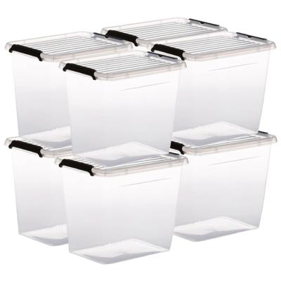 5Five opberg kist met deksel - 8x - Clip Box - 3 liter - 19 x 15 x 17 cm - kunststof - transparant