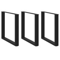 Eettafelpoten 3 st U-vormig 90x(72-73) cm staal zwart