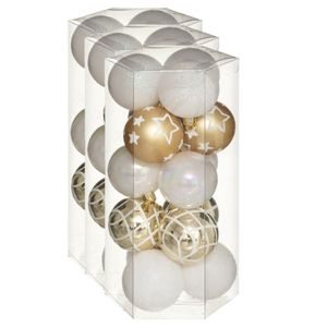 45x stuks kerstballen mix wit/goud gedecoreerd kunststof 5 cm