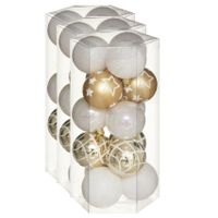 45x stuks kerstballen mix wit/goud gedecoreerd kunststof 5 cm