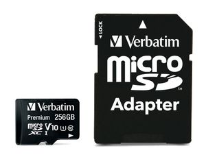 Verbatim microSDXC 256GB Class 10 UHS-I inc adapter 44087