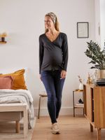 Gekruist T-shirt met V-hals, voor zwangerschaps- en borstvoeding antracietgrijs - thumbnail