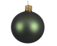4 Glazen kerstballen mat 10 cm dennen groen - Decoris