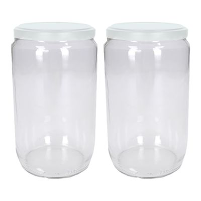 Weckpotten/inmaakpotten met schroefdeksel - 8x - wit - 720 ml