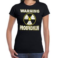 Halloween warning proefkonijn verkleed t-shirt zwart voor dames - thumbnail