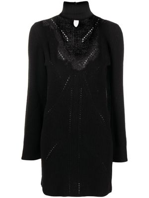 Blumarine robe-pull bordée de dentelle - Noir