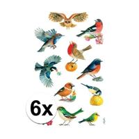 Vogel stickers - 6x stuks - stickervellen van dieren