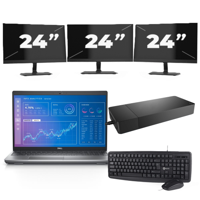 Dell Precision 3571 - Intel Core i5-12e Generatie - 15 inch - 16GB RAM - 256GB SSD - Windows 11 Home + 3x 24 inch Monitor