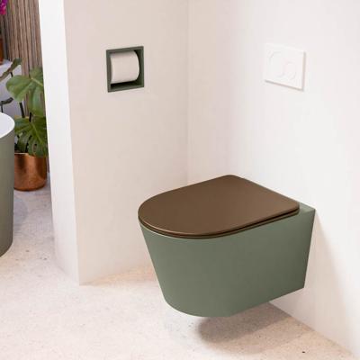 MONDIAZ LAVIE hangend toilet single fire rimless diepspoel Army, Toiletzitting met quick-release & softclose Rust