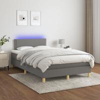 Boxspring met matras en LED stof donkergrijs 120x200 cm